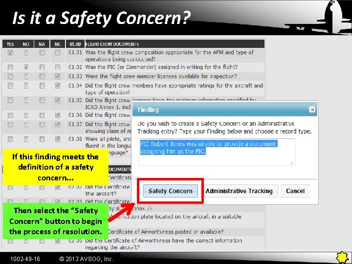 Is it a Safety Concern? If this finding meets the definition of a safety