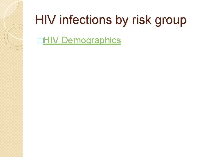 HIV infections by risk group �HIV Demographics 