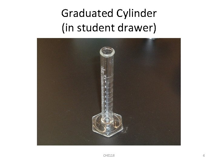 Graduated Cylinder (in student drawer) CHE 118 6 