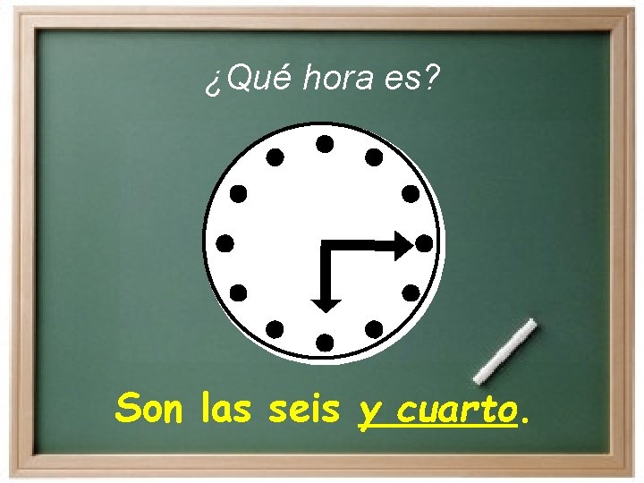 ¿Qué hora es? Son las seis y cuarto. ¿Qué hora es? Son las seis y cuarto.
