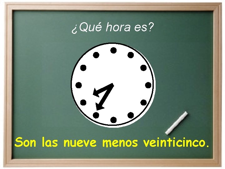 ¿Qué hora es? Son las nueve menos veinticinco. ¿Qué hora es? Son las nueve menos veinticinco.