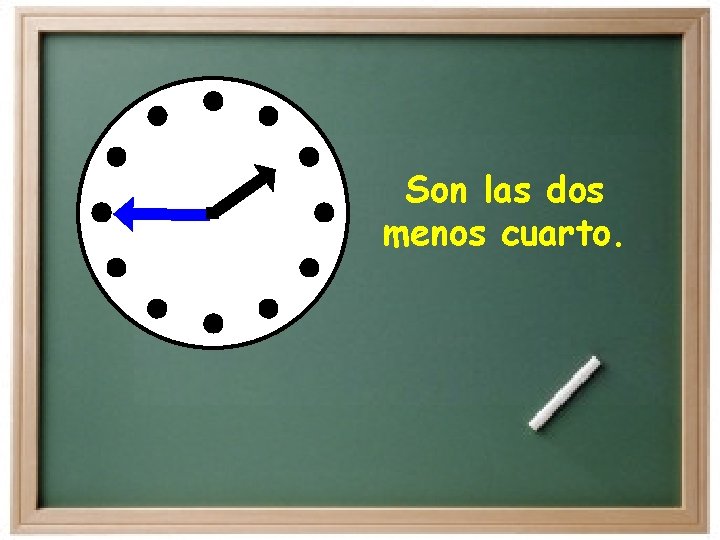 Son las dos menos cuarto. Son las dos menos cuarto.