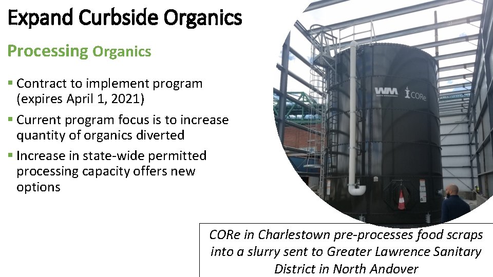 Expand Curbside Organics Processing Organics § Contract to implement program (expires April 1, 2021)