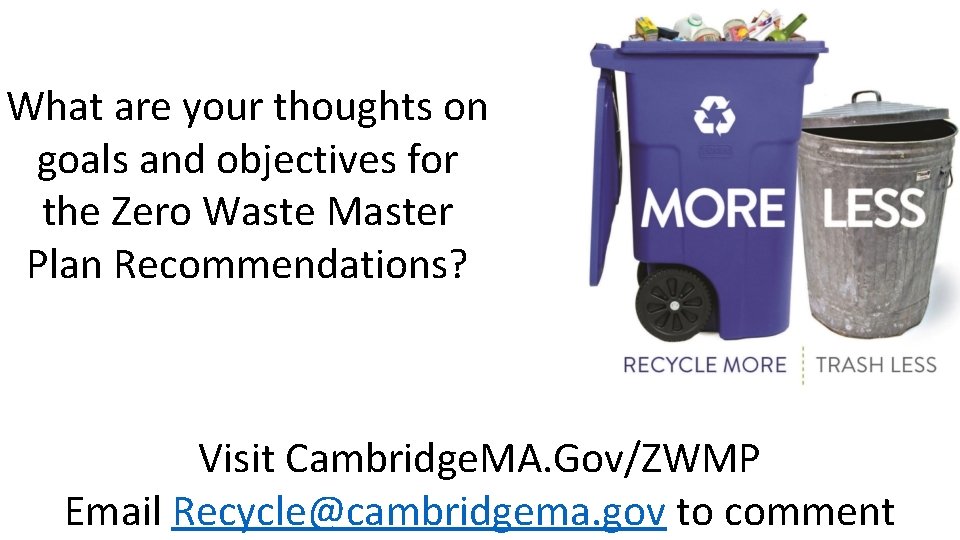 What are your thoughts on goals and objectives for the Zero Waste Master Plan