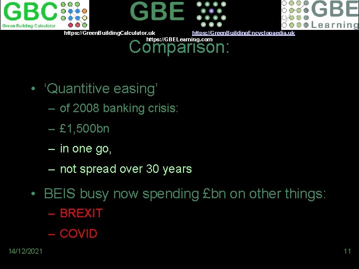 https: //Green. Building. Calculator. uk https: //Green. Building. Encyclopaedia. uk https: //GBELearning. com Comparison: