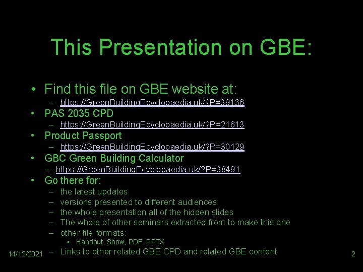 This Presentation on GBE: • Find this file on GBE website at: – https: