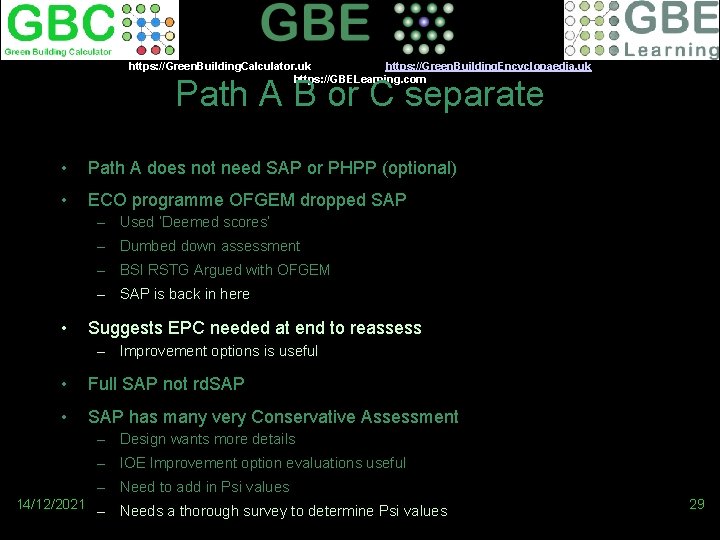 https: //Green. Building. Calculator. uk https: //Green. Building. Encyclopaedia. uk https: //GBELearning. com Path