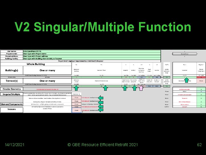 V 2 Singular/Multiple Function 14/12/2021 © GBE Resource Efficient Retrofit 2021 62 