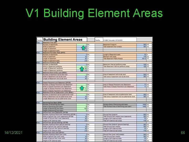 V 1 Building Element Areas 14/12/2021 66 