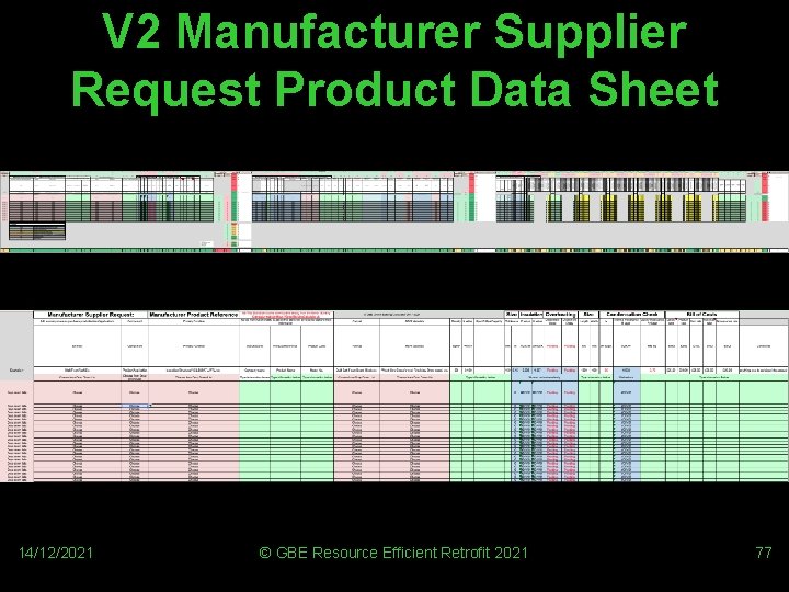 V 2 Manufacturer Supplier Request Product Data Sheet 14/12/2021 © GBE Resource Efficient Retrofit