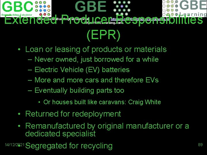 Extended Producer Responsibilities (EPR) https: //Green. Building. Calculator. uk https: //Green. Building. Encyclopaedia. uk
