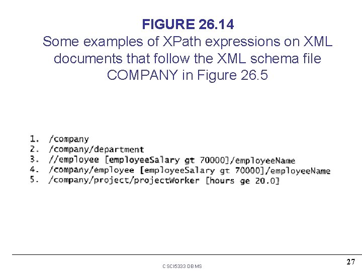 FIGURE 26. 14 Some examples of XPath expressions on XML documents that follow the FIGURE 26. 14 Some examples of XPath expressions on XML documents that follow the
