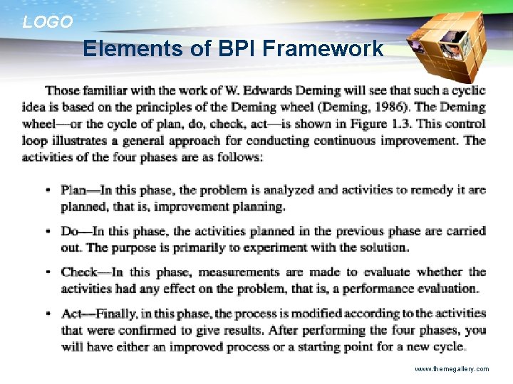 LOGO Elements of BPI Framework www. themegallery. com 