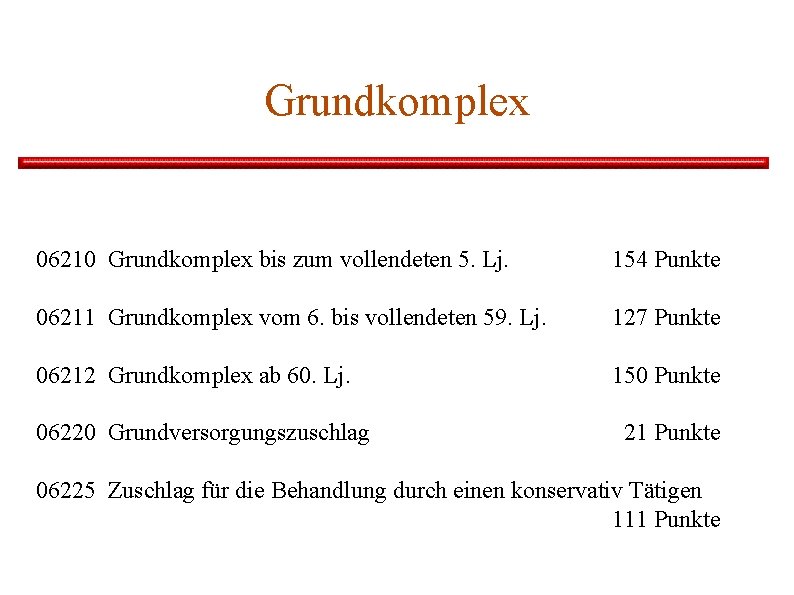 Grundkomplex 06210 Grundkomplex bis zum vollendeten 5. Lj. 154 Punkte 06211 Grundkomplex vom 6.