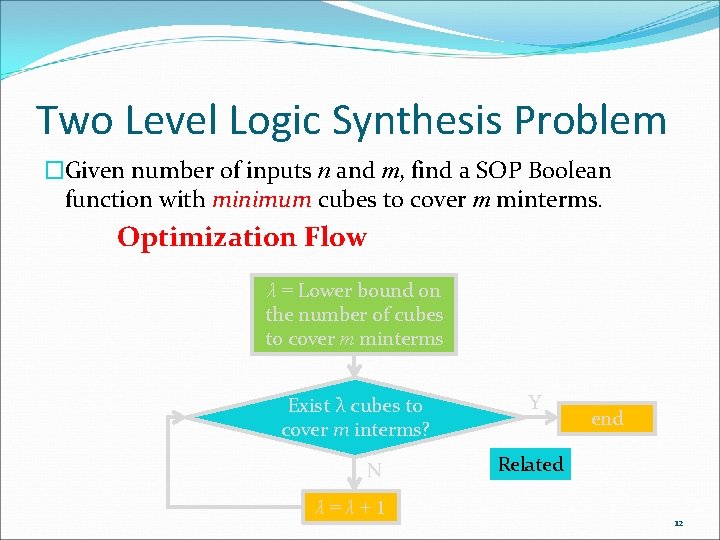Two Level Logic Synthesis Problem �Given number of inputs n and m, find a
