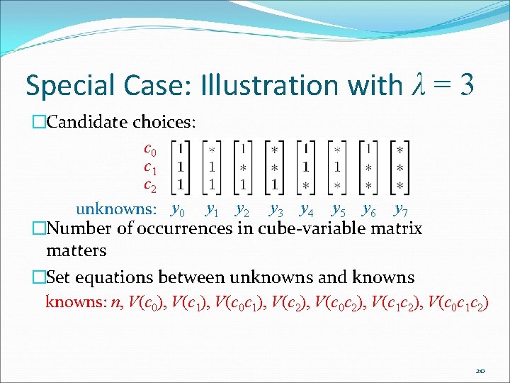 Special Case: Illustration with λ = 3 �Candidate choices: c 0 c 1 c
