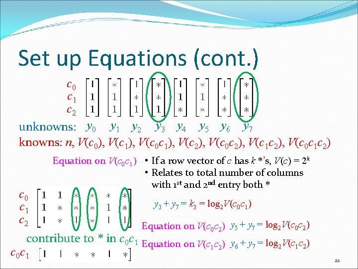 Set up Equations (cont. ) c 0 c 1 c 2 unknowns: y 0