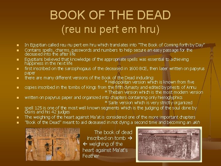 BOOK OF THE DEAD (reu nu pert em hru) n n n n n