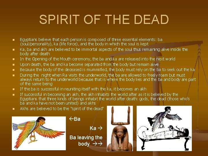 SPIRIT OF THE DEAD n n n n n Egyptians believe that each person