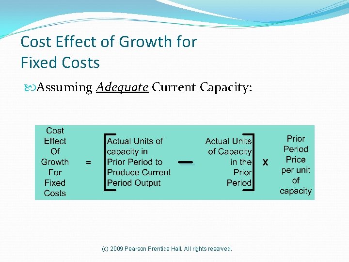 Cost Effect of Growth for Fixed Costs Assuming Adequate Current Capacity: (c) 2009 Pearson