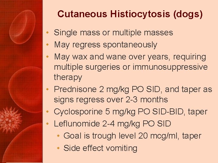 Cutaneous Histiocytosis (dogs) • Single mass or multiple masses • May regress spontaneously •