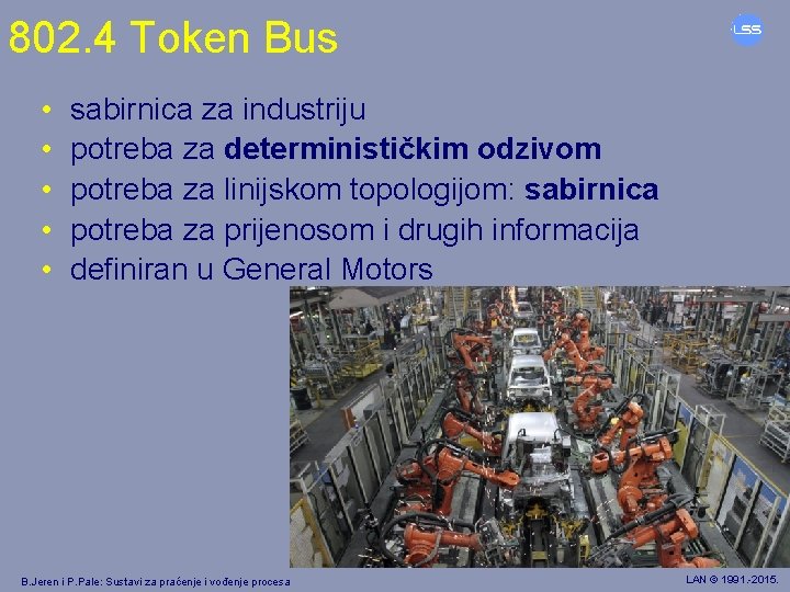 802. 4 Token Bus • • • sabirnica za industriju potreba za determinističkim odzivom