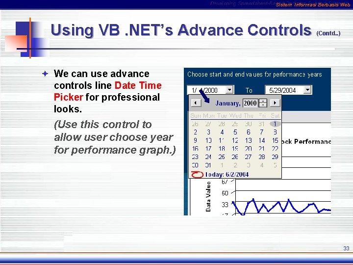 Sistem Informasi Berbasis Web Using VB. NET’s Advance Controls (Contd. . ) ª We