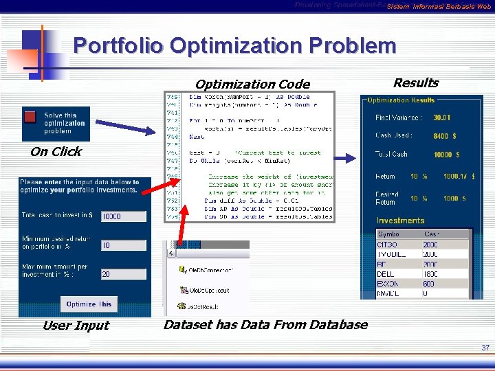 Sistem Informasi Berbasis Web Portfolio Optimization Problem Optimization Code Results On Click User Input