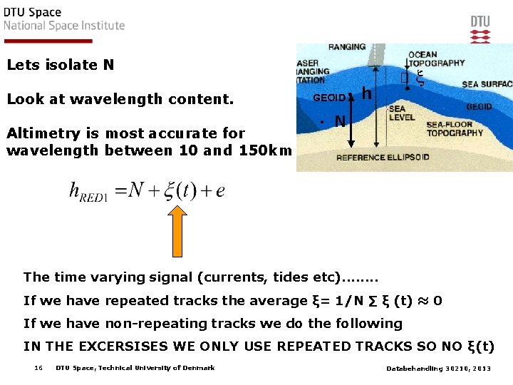 Lets isolate N Look at wavelength content. Altimetry is most accurate for wavelength between