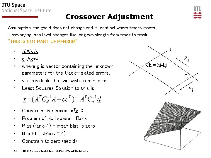 Crossover Adjustment Assumption: the geoid does not change and is identical where tracks meets.
