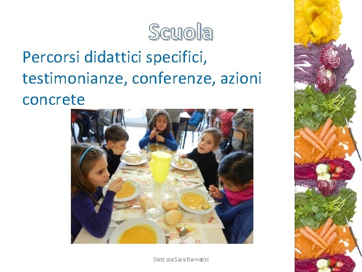 Scuola Percorsi didattici specifici, testimonianze, conferenze, azioni concrete Dott. ssa Sara Bornatici 