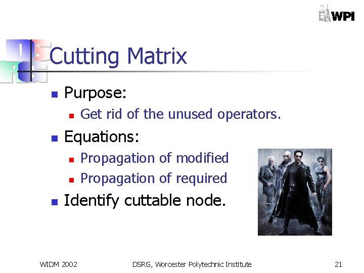 Cutting Matrix n Purpose: n n Equations: n n n Get rid of the