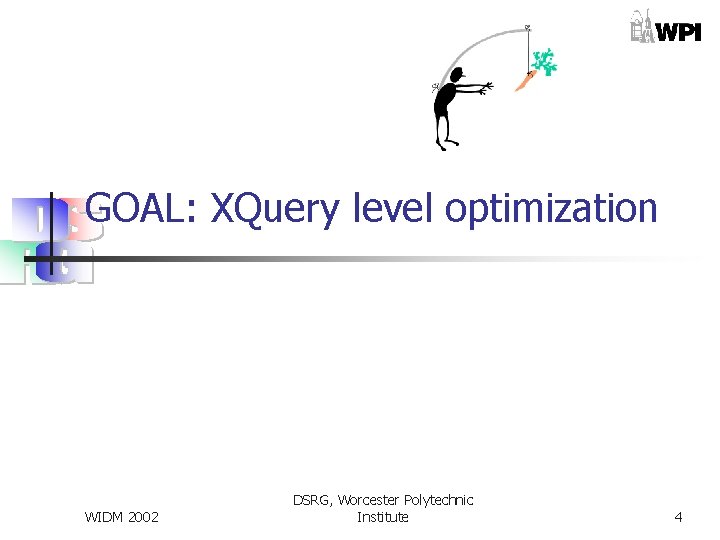 GOAL: XQuery level optimization WIDM 2002 DSRG, Worcester Polytechnic Institute 4 