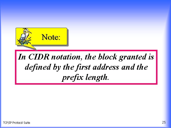 Note: In CIDR notation, the block granted is defined by the first address and