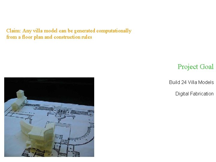 Claim: Any villa model can be generated computationally from a floor plan and construction