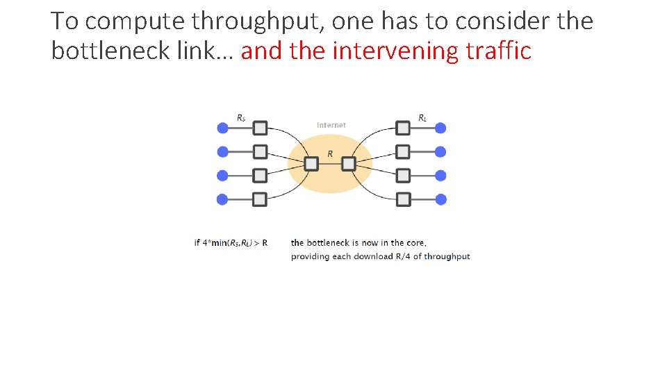 To compute throughput, one has to consider the bottleneck link… and the intervening traffic