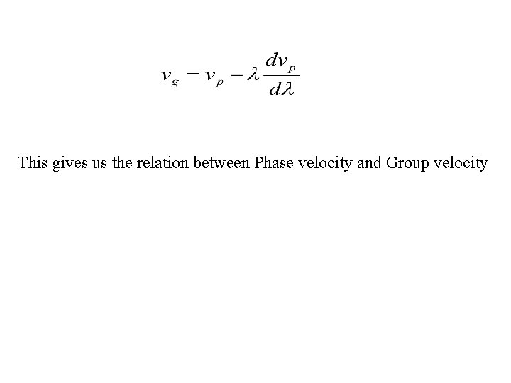 This gives us the relation between Phase velocity and Group velocity 