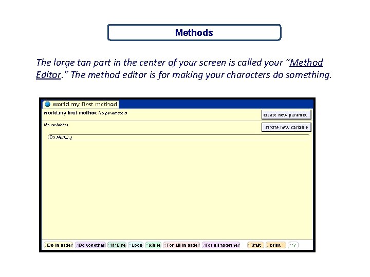 Methods The large tan part in the center of your screen is called your