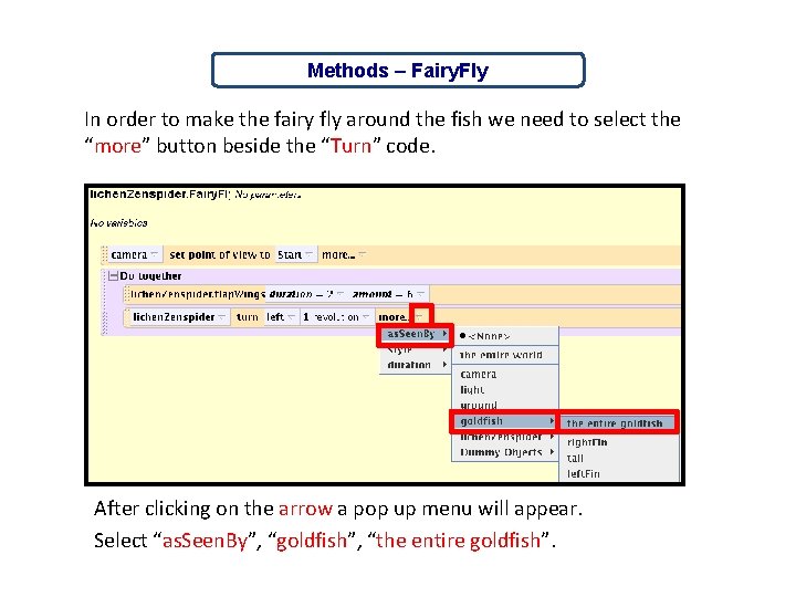 Methods – Fairy. Fly In order to make the fairy fly around the fish