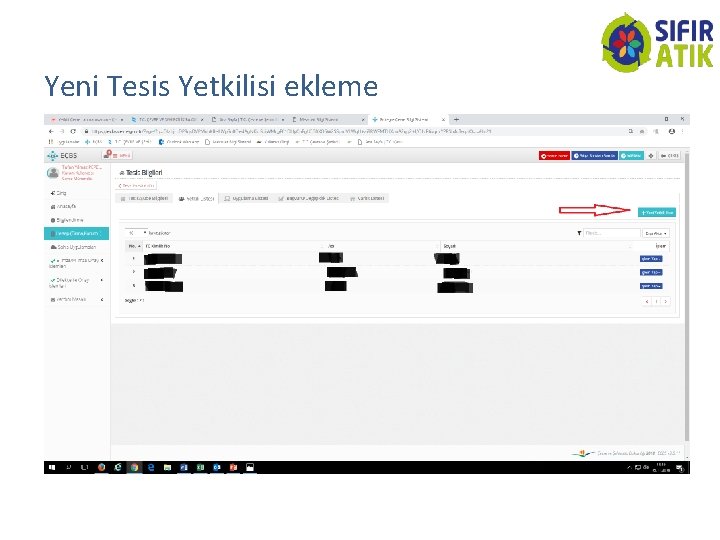 Yeni Tesis Yetkilisi ekleme 