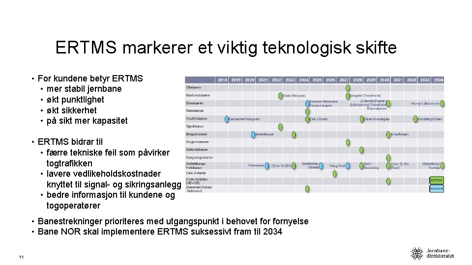 ERTMS markerer et viktig teknologisk skifte • For kundene betyr ERTMS • mer stabil