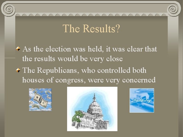 The Results? As the election was held, it was clear that the results would