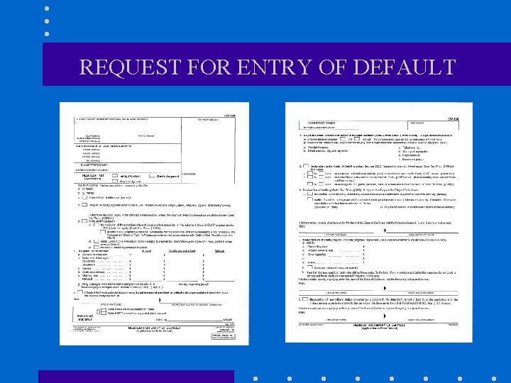 REQUEST FOR ENTRY OF DEFAULT 