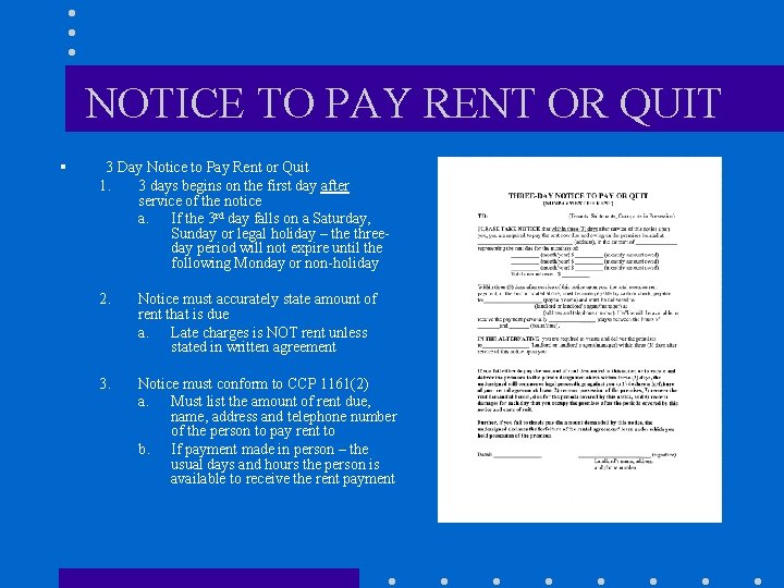 NOTICE TO PAY RENT OR QUIT § 3 Day Notice to Pay Rent or