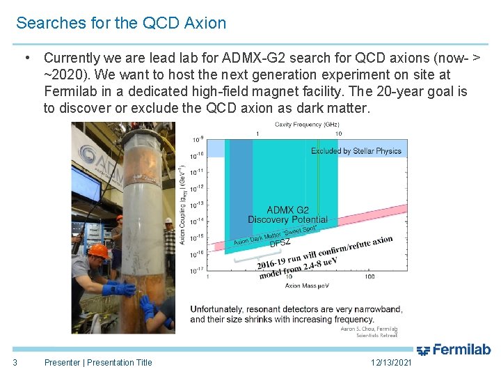 Searches for the QCD Axion • Currently we are lead lab for ADMX-G 2