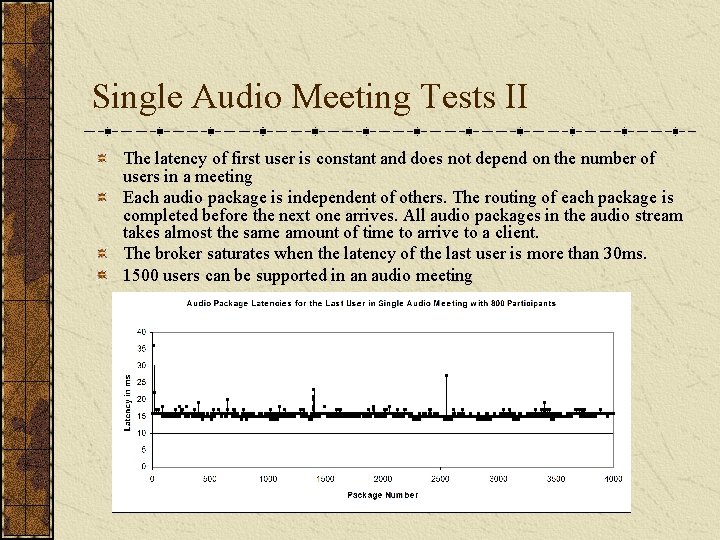Single Audio Meeting Tests II The latency of first user is constant and does