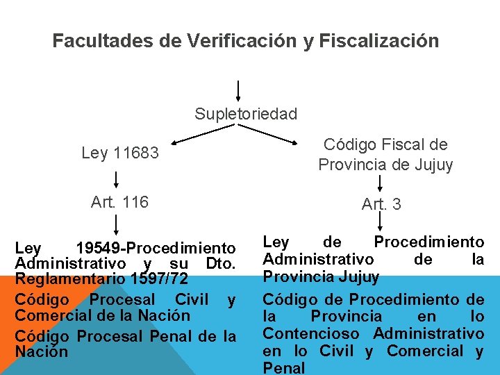 Facultades de Verificación y Fiscalización Supletoriedad Ley 11683 Código Fiscal de Provincia de Jujuy