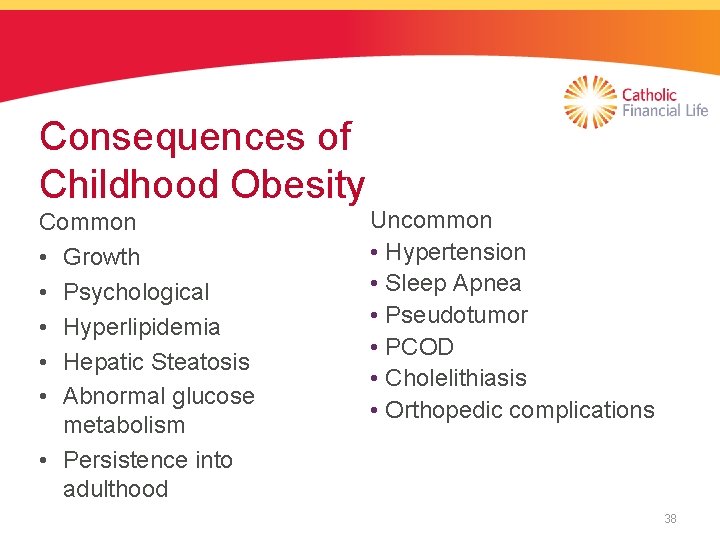 Consequences of Childhood Obesity Common • Growth • Psychological • Hyperlipidemia • Hepatic Steatosis