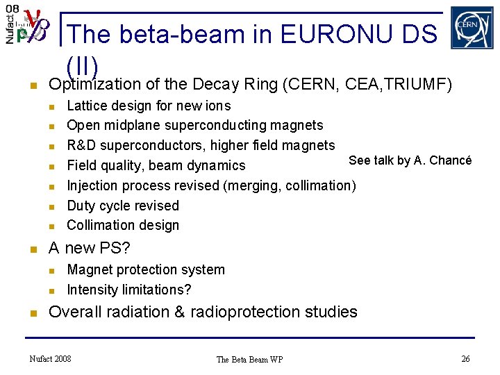 n The beta-beam in EURONU DS (II) Optimization of the Decay Ring (CERN, CEA,