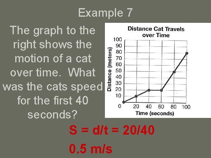 Example 7 The graph to the right shows the motion of a cat over